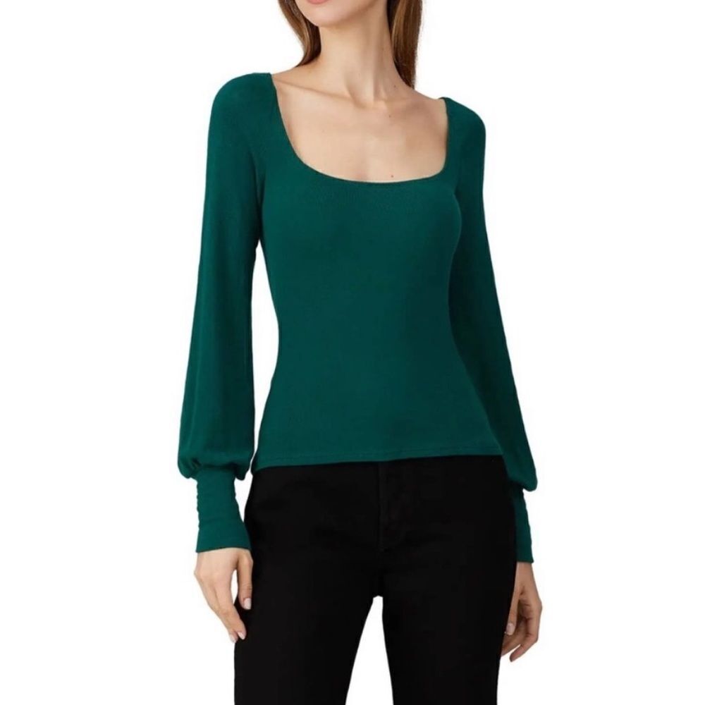 Reformation Green Isla Square Neck Top